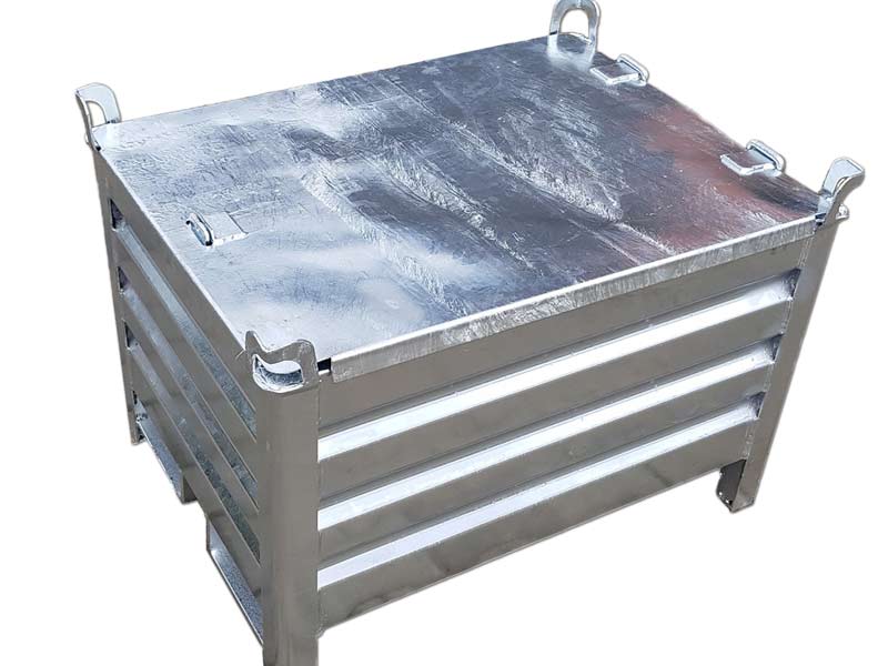 Stahlbehälter mit verschließbarem Deckel, Oberfläche feuerverzinkt